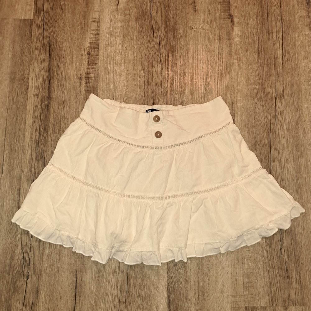 Zara White Cream Mini Tiered Ruffle Skirt, Fairycore